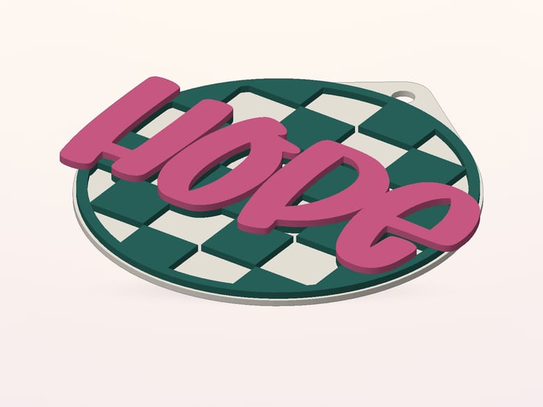 Example of the Checkerboard Name Keepsake customized and rendered as a 3D print
