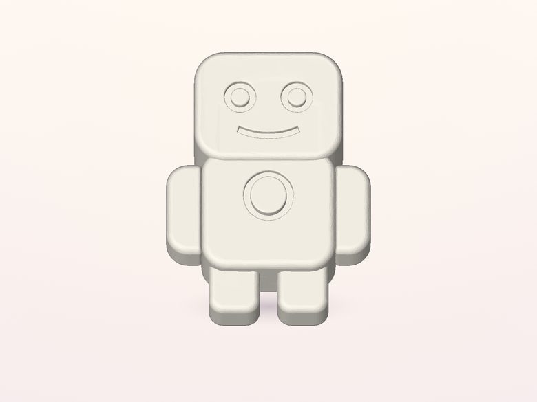 Original robot Custom 3D Figurine in white PLA, rendered from our completed test model